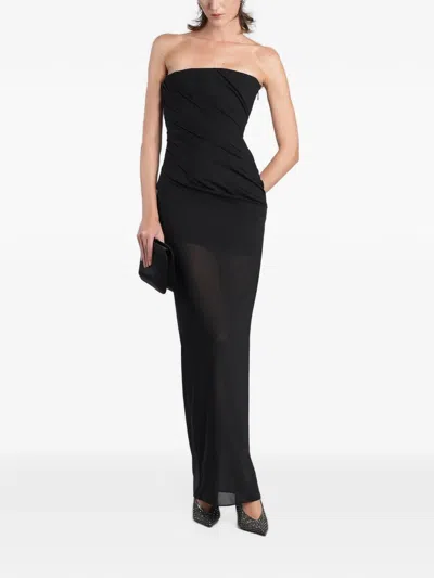 Alex Perry Strapless Draped Maxi Dress In Black