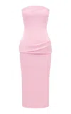 Alex Perry Strapless Draped Midi Dress