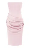 Alex Perry Strapless Draped Satin Crepe Midi Dress In Pink