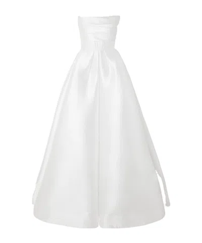 Alex Perry Isobel Strapless Draped Satin-faille Gown In White