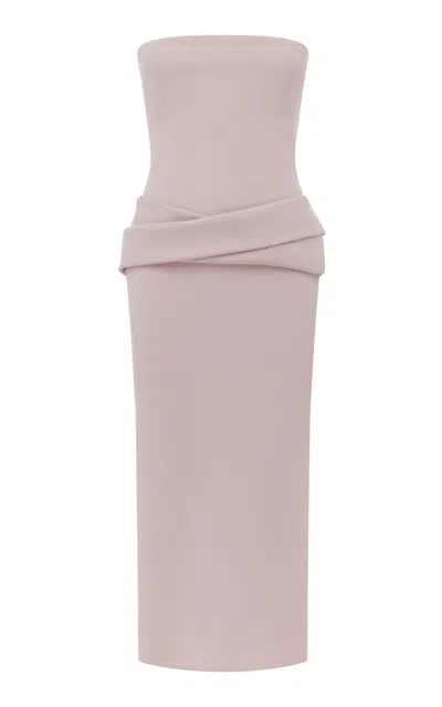 Alex Perry Strapless Draped Stretch Crepe Midi Dress In Pink