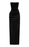 Alex Perry Strapless Draped Velvet Gown