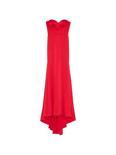 Alex Perry Strapless Fishtail Gown In Red