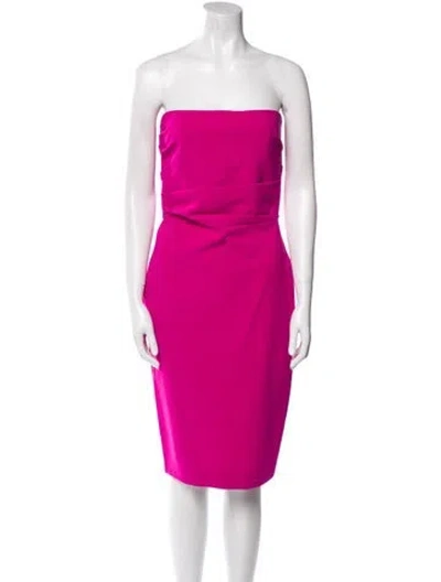 Pre-owned Alex Perry Strapless Knee-length Dress In Pink