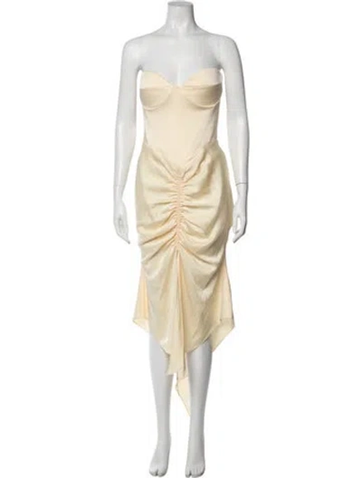 Pre-owned Alex Perry Strapless Knee-length Dress In Yellow
