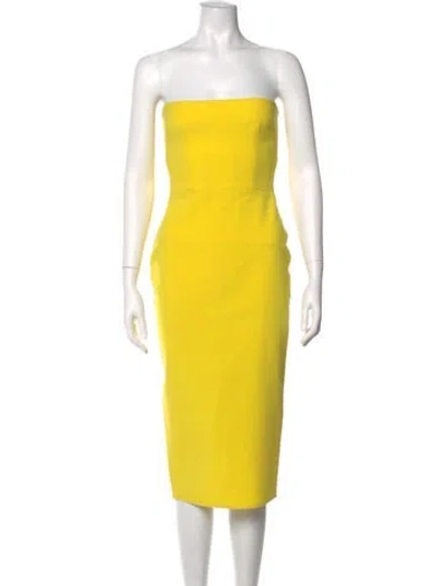 Pre-owned Alex Perry Strapless Knee-length Dress In Yellow
