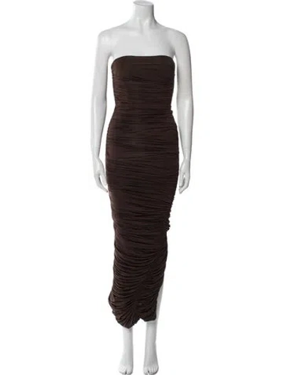 Pre-owned Alex Perry Strapless Long Dress In Brown