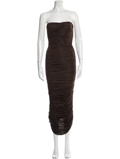 Pre-owned Alex Perry Strapless Long Dress In Brown