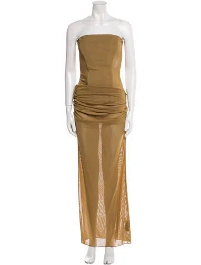 Pre-owned Alex Perry Strapless Long Dress In Brown