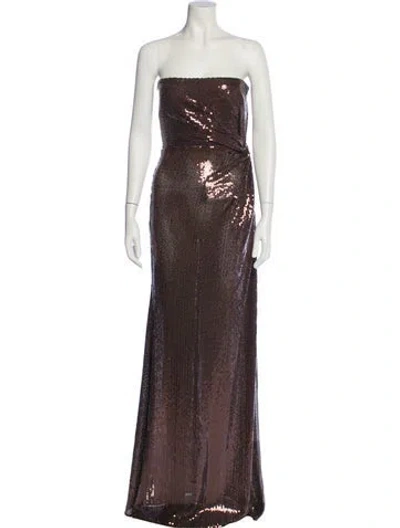 Pre-owned Alex Perry Strapless Long Dress W/ Tags In Brown