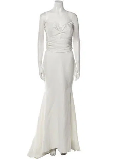 Pre-owned Alex Perry Strapless Long Dress In White