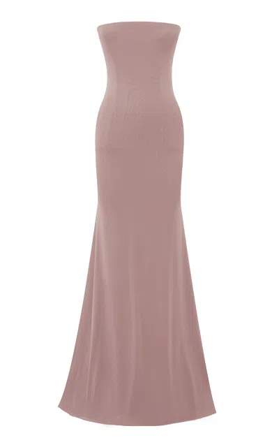 Alex Perry Strapless Longline Corset Mesh Gown