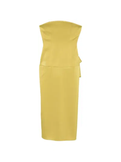 Alex Perry Strapless Midi Dress In Yellow