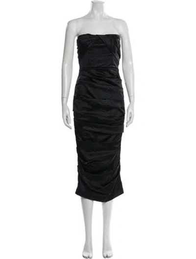 Pre-owned Alex Perry Strapless Midi Length Dress In Black