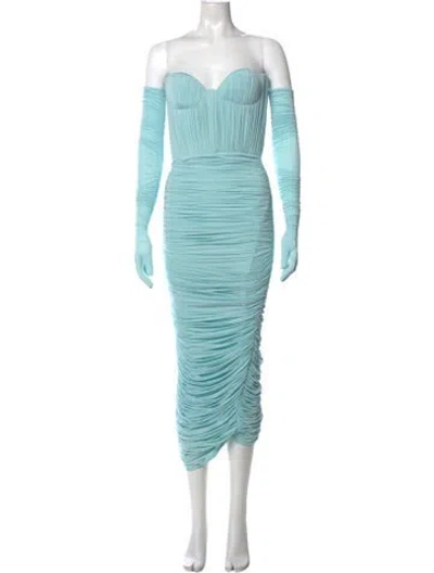 Pre-owned Alex Perry Strapless Midi Length Dress In Blue