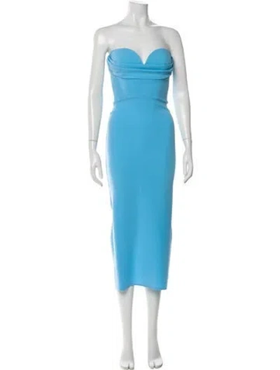 Pre-owned Alex Perry Strapless Midi Length Dress In Blue