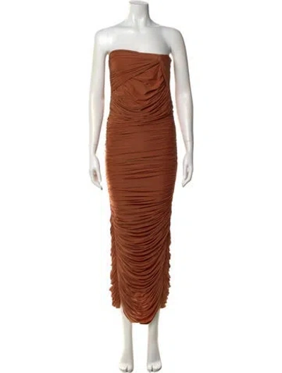 Pre-owned Alex Perry Strapless Midi Length Dress In Brown