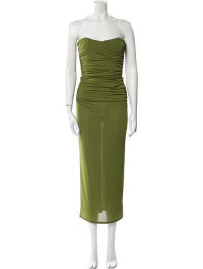 Pre-owned Alex Perry Strapless Midi Length Dress In Green