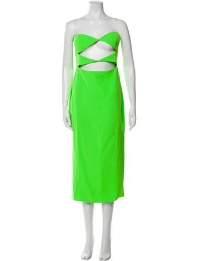 Pre-owned Alex Perry Strapless Midi Length Dress In Green
