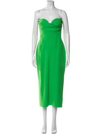 Pre-owned Alex Perry Strapless Midi Length Dress In Green