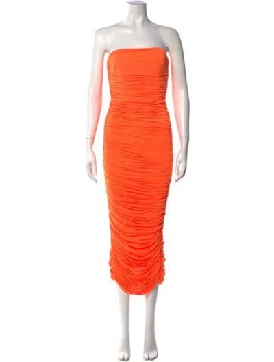 Pre-owned Alex Perry Strapless Midi Length Dress In Orange