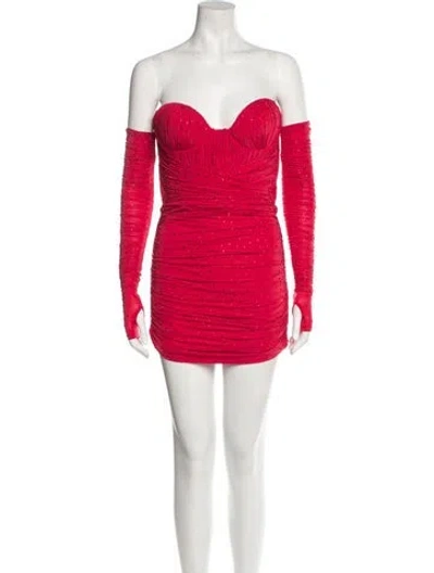 Pre-owned Alex Perry Strapless Midi Length Dress In Red