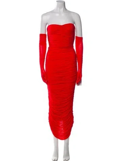 Pre-owned Alex Perry Strapless Midi Length Dress In Red