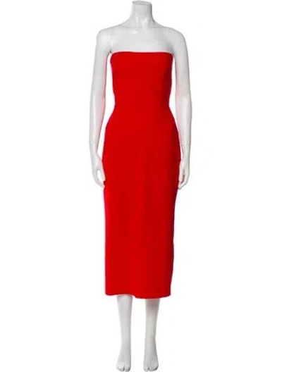 Pre-owned Alex Perry Strapless Midi Length Dress In Red