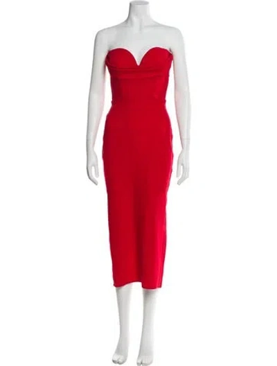 Pre-owned Alex Perry Strapless Midi Length Dress In Red