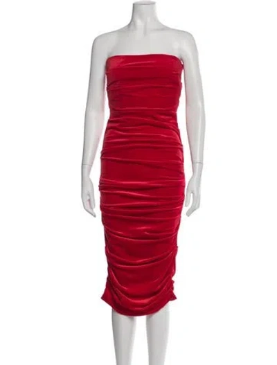 Pre-owned Alex Perry Strapless Midi Length Dress In Red