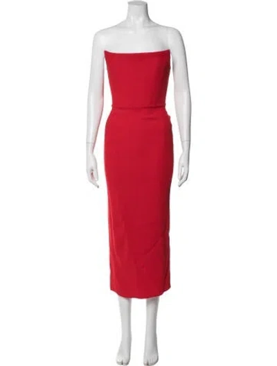Pre-owned Alex Perry Strapless Midi Length Dress In Red