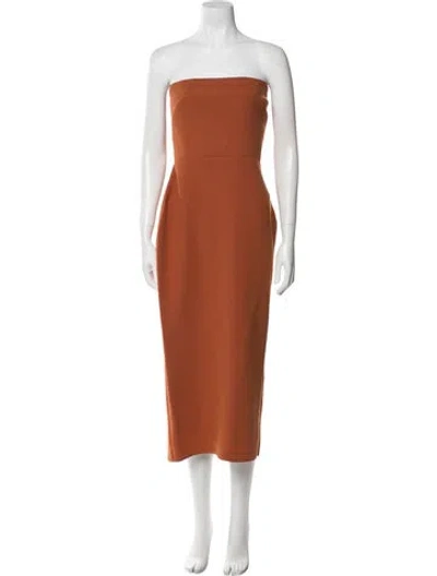 Pre-owned Alex Perry Strapless Midi Length Dress W/ Tags In Orange