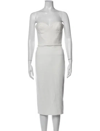 Pre-owned Alex Perry Strapless Midi Length Dress W/ Tags In White