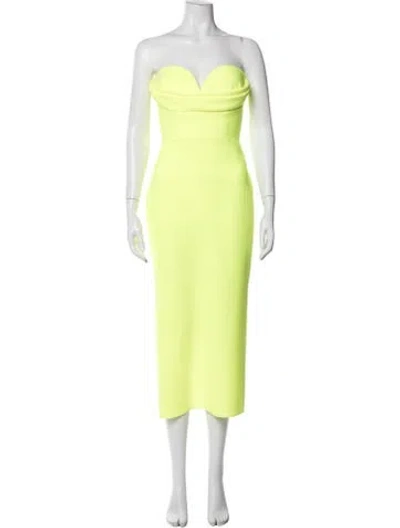 Pre-owned Alex Perry Strapless Midi Length Dress W/ Tags In Yellow