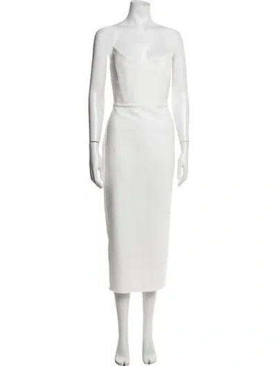 Pre-owned Alex Perry Strapless Midi Length Dress In White