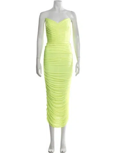 Pre-owned Alex Perry Strapless Midi Length Dress In Yellow