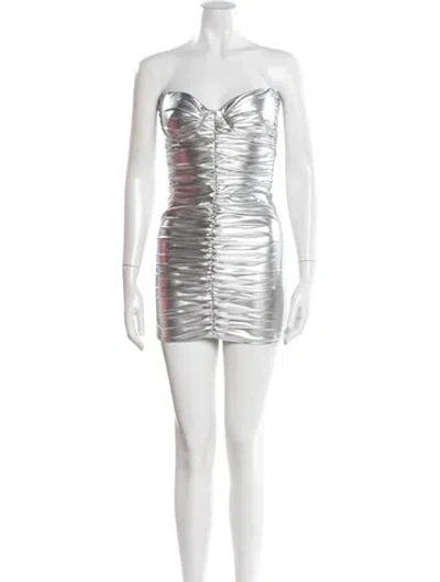 Pre-owned Alex Perry Strapless Mini Dress In Silver