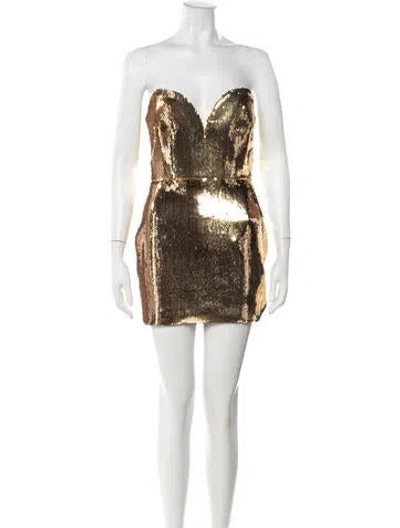 Pre-owned Alex Perry Strapless Mini Dress W/ Tags In Gold