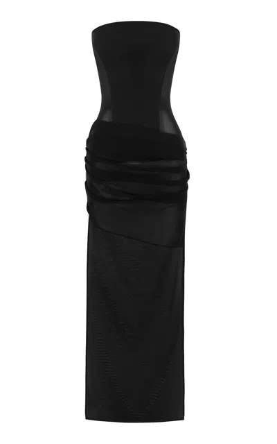 Alex Perry Strapless Power Mesh Mini Dress In Black