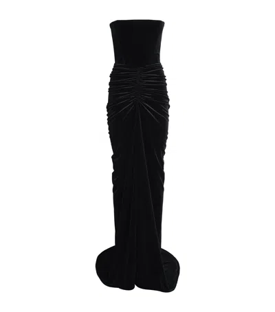 Alex Perry Strapless Ruched Gown In Black
