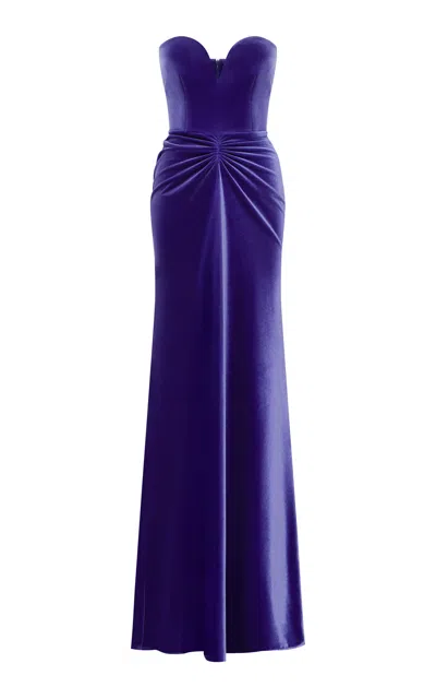 Alex Perry Strapless Ruched Velvet Gown