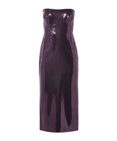 Alex Perry Strapless Sequin Crinkle Midi Dress In Purple