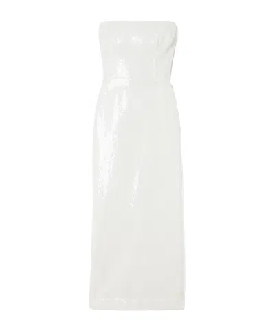 Alex Perry Strapless Sequined Crepe Midi Dress In White