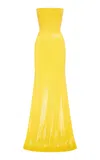 Alex Perry Strapless Sequined Mesh Gown In Yellow