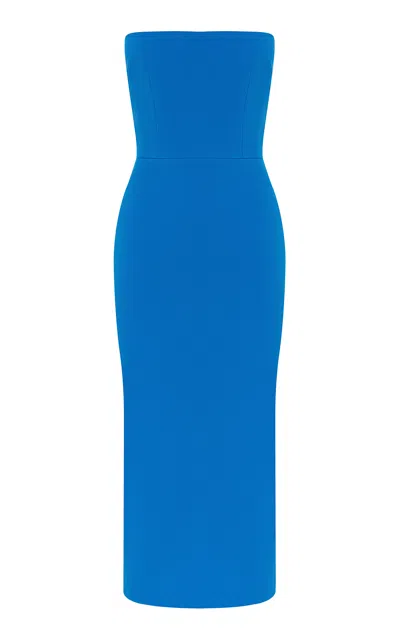 Alex Perry Strapless Stretch Crepe Midi Dress In Blue