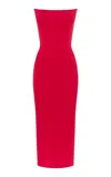 Alex Perry Strapless Stretch-crepe Midi Dress In Red