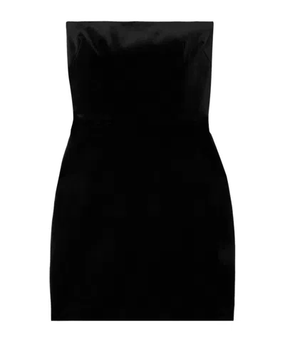 Alex Perry Strapless Stretch Velvet Mini Dress In Black