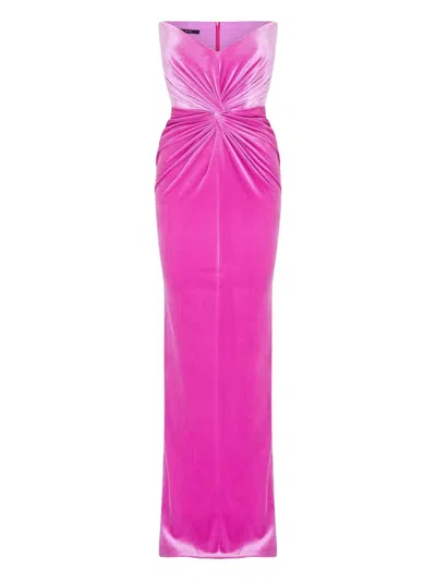 Alex Perry Strapless Twisted Gown In Pink