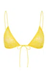 Alex Perry Stretch Lace Bikini Top In Yellow