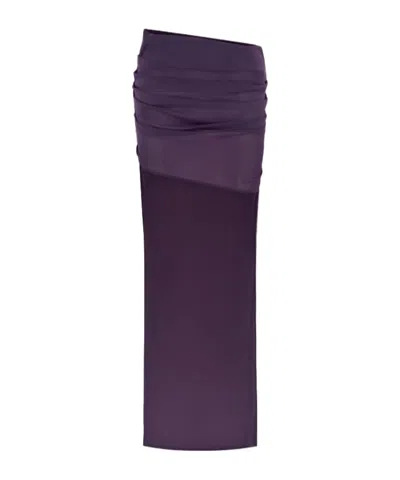 Alex Perry Stretch Mesh High Low Tucked Mini Skirt In Purple